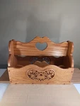 Heavy Large Handmade Antiqued Light Colored Pine Heart Design Magazine Rack. Fixed Price $21.75.