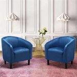 Elegant Pagodga Tub Chairs Blue Velvet Upholstered Accent Living Room Set Of 2. Fixed Price $239.92.