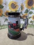Railroad Beer Stein, Unique, Hand Painted, Matte Finish. Fixed Price $13.50.