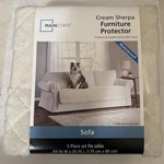 Mainstays Waterproof Sherpa Fabric Sofa Furniture Cover, 3-PIECE, Cream White. Fixed Price $45.95.