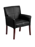 Flash Furniture Leather Executive Side Guest Chair In Black And Mahogany. Fixed Price $125.00.