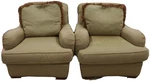 Pair Of Baker Upholstered Club Armchairs Lounge With Matching Pillows. Fixed Price $999.00.