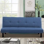 Modern Futon Convertible Sofa Bed For Home Office, Linen, Blue. Fixed Price $139.31.