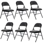 6 Commercial Folding Chairs Steel Frame Fabric Padded Seat For Indoor Outdoor. Fixed Price $89.99.