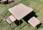 Vintage Mid Century Hamilton Cosco Folding Card Table & Chair Set. Fixed Price $240.00.