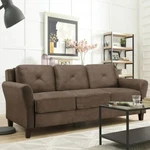 Lifestyle Solutions Taryn Rolled Arms Sofa, Brown Fabric. Fixed Price $430.00.
