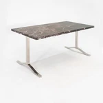 1970S Nicos Zographos Rosso Levanto Marble & Stainless Steel Alpha Dining Table. Fixed Price $15000.00.