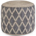 Simpli Home Edgeley Boho Round Pouf In Gray And Natural Woven Braided Jute. Fixed Price $139.79.