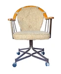 Vintage Mid Century Douglas Furniture Oak & Metal Swivel Caster Dining Chair. Fixed Price $119.99.