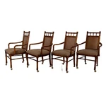 Vintage Stanley Furniture Co. Faux Bamboo Cane Back Rolling Arm Chairs - Set 4. Fixed Price $1350.00.