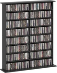 Double Media Storage Cabinet 8-TIER Dvd Shelf With 12 Adjustable Shelves 16 Co. Fixed Price $261.59.