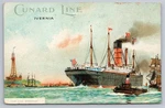 Cunard Line Ivernia Steamship & Tower New Brighton England Antique Postcard. Fixed Price $9.74.