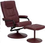 Flash Furniture BT-7862-BURG-GG Contemporary Burgundy Leather Recliner And Ottom. Fixed Price $230.00.