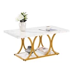 Vevor Coffee Table 2-TIER Faux Marble Rectangle Center Desk With Geometric Legs. Fixed Price $83.90.