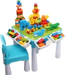 5-IN-1 Multi Activity Play Table Set With Storage Includes Chair And 128 Piece. Fixed Price $113.99.