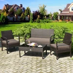 4PCS Outdoor Patio Rattan Furniture Set Cushioned Sofa Coffee Table Deck. Fixed Price $189.99.