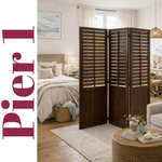 Pier 1 Imports Wooden Louvered Folding Room Divider Screen 3 Panel Dark Brown. Fixed Price $175.00.