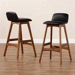 Baxton Studio Black Upholstered And Brown Finished Wood 2-PIECE Bar Stool Set. Fixed Price $192.99.