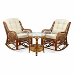 Malibu Handmade Wicker Rattan Set 2 Rocking Chairs Coffee Table Colonial. Fixed Price $789.99.