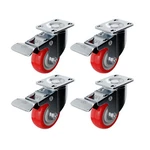 4 Pack 3" Caster Wheels Swivel Plate Total Lock Brake Red Polyurethane Pu. Fixed Price $24.99.