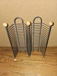 Retro Wire Rack Holder Shelf Table Top, Gray Steel, Wood,holds 40 Cds. Fixed Price $32.95.