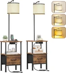 End Table With Light Set Of 2, Side Charging Station & Usb Ports, Nig. Fixed Price $179.99.