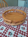 Vintage Lazy Susan Wooden Oak 11.5" Round With Rail Spins Table Top Organizer. Fixed Price $32.00.