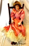 Vtg Gorham Porcelain Face Hands 17" Doll Wood Rocking Chair Southern Belle. Fixed Price $30.00.