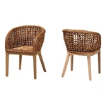 Baxton Studio Mario Natural Brown Finished Teak Wood Rattan Dining Chair. Fixed Price $401.47.