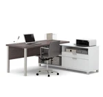 Bestar Pro-linea L-desk With Legs White And Bark Grey. Fixed Price $1085.89.