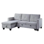 Pemberly Row Velvet Reversible Sleeper Sectional With Storage In Light Gray. Fixed Price $477.23.