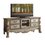 Acme Dresden 4-DRAWER Wooden Tv Stand Gold Patina Bone. Fixed Price $1221.37.