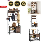 Entryway Hall Tree Shoe Bench Coat Rack 17 Hooks Rustic Brown 5 In. Fixed Price $186.66.