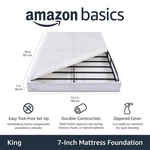 Amazon Basics Smart Box Spring Bed Base 7-IN Height Mattress King Size White. Fixed Price $49.00.
