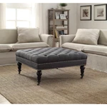 Ottoman Chair Square Nailhead Accents Tufted Charcoal Top Linon Home Decor New. Fixed Price $236.88.
