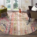 Monaco Collection Area Rug - 4' Round, Light Grey & Multi, Boho Chic Tribal Dist. Fixed Price $46.99.