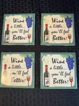 4 Wine Coasters Shows Bottle/glass/grapes Little You Ll Feel Better. Fixed Price $11.24.