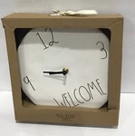 Rae Dunn Artisan Collection "welcome" 9" Ceramic Wall Clock By Magenta Nib. Fixed Price $44.99.