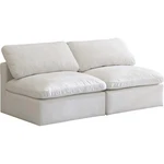 Meridian Furniture Plush Standard Cream Velvet Modular Armless Sofa. Fixed Price $1240.93.