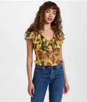 Misa Los Angeles Cara Top Grand Canary Smocked Ruffle Short Sleeve Floral. Fixed Price $49.99.
