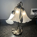 Vintage Tiffany Style Lily Pad Table Lamp 3 Arm Frosted Glass Tulip Shades. Fixed Price $89.00.