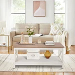 Coffee Table Rustic With Storage Shelf Wood Look Furniture For Living Room. Fixed Price $85.49.