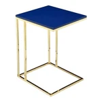 Pangea Home Fred Gloss Lacquer & Polished Steel Metal Tray Table In Navy/gold. Fixed Price $177.10.