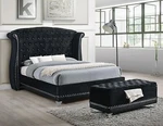 Coaster 300643 Barzini Upholstered Platform Bed Frame Queen King Black Velvet. Fixed Price $799.99.