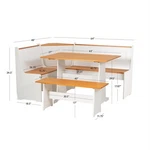 Linon Ardmore Pine Wood Corner Nook Dining Set With Storage White And Natural. Fixed Price $426.99.