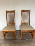 Pair Of Thomasville Oak Contemporary Mission Style Dining Side Chair Made Usa. Fixed Price $900.00.