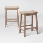 2PK 24" Solid Wood Saddle Counter Height Barstools Natural - Room Essentials. Fixed Price $40.99.