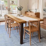 Devoko Home Acacia Wood Dining Table 6-PERSON Indoor Outdoor With Iron Leg. Fixed Price $299.99.