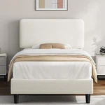 Yaheetech Twin Bed Fres With Adjustable Headboard, Chenille Fabric. Fixed Price $139.49.