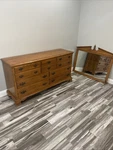 Ethan Allen Heirloom Nutmeg Maple Colonial Early American Dresser W/mirror. Fixed Price $950.00.